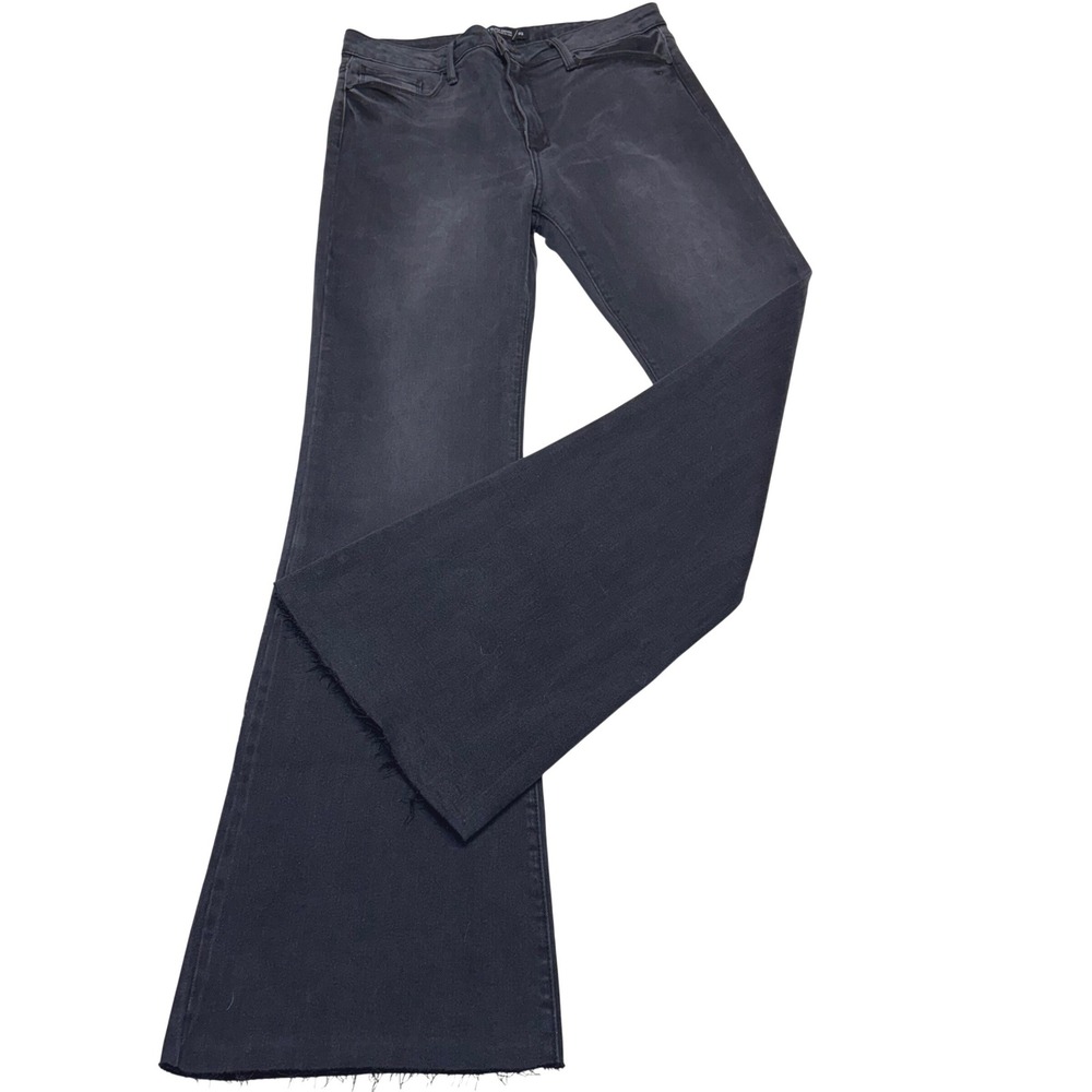 NWOT JUST BLACK DENIM Womens Jeans Size 32 Black Flare Raw Hem Made in USA‎